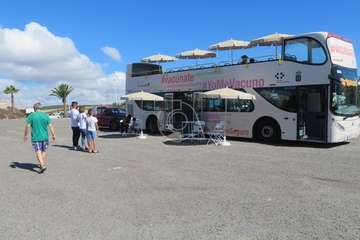 La vacuguagua en la explanada de Melenara/TA.